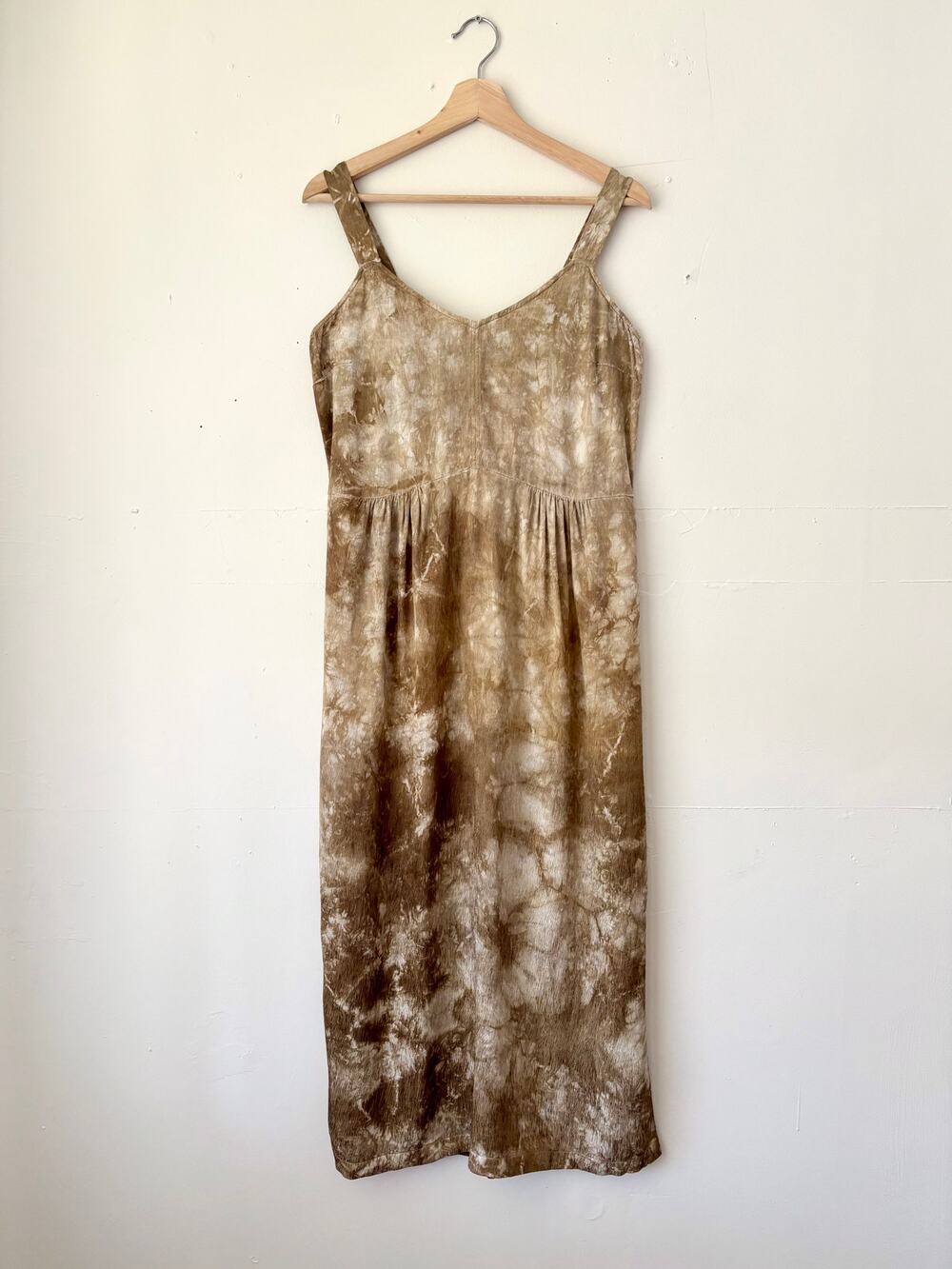 $550 Raquel Allegra Earthy Tie Dye Sleeveless Midi Dress Made in USA Size 0 XS